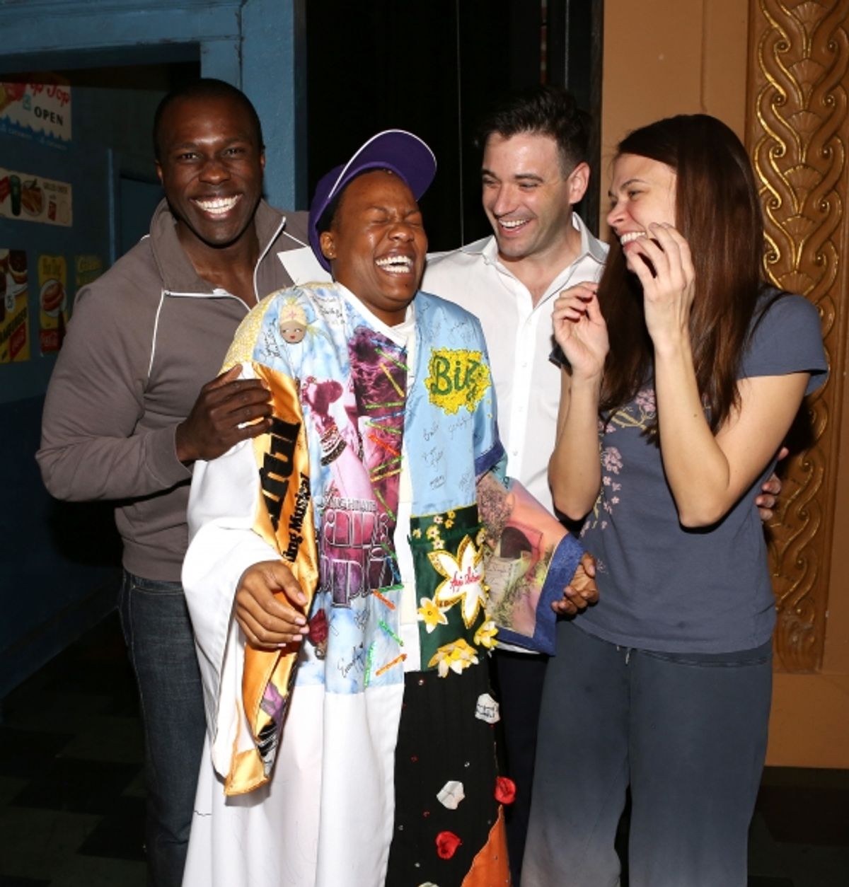 Anastacia McCleskey with Joshua Henry, Colin Donnell and Sutton Foster at 
