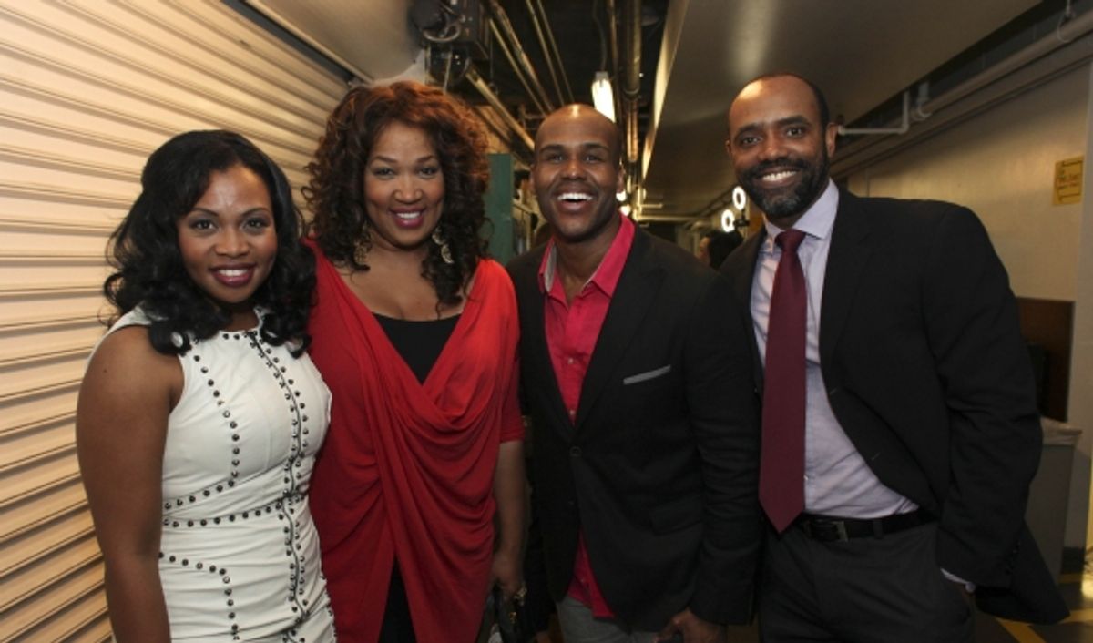 Cast member Sumayya Ali, actress Kym E. Whitley and cast members David Hughey at 