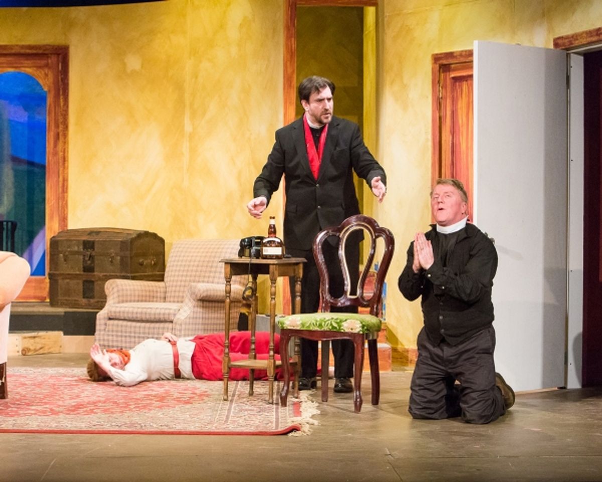 Kimberly Marcus as Penelope Toop, Michael Wright as The Bishop of Lax, and Chris Marker as Corporal Clive Winton at 