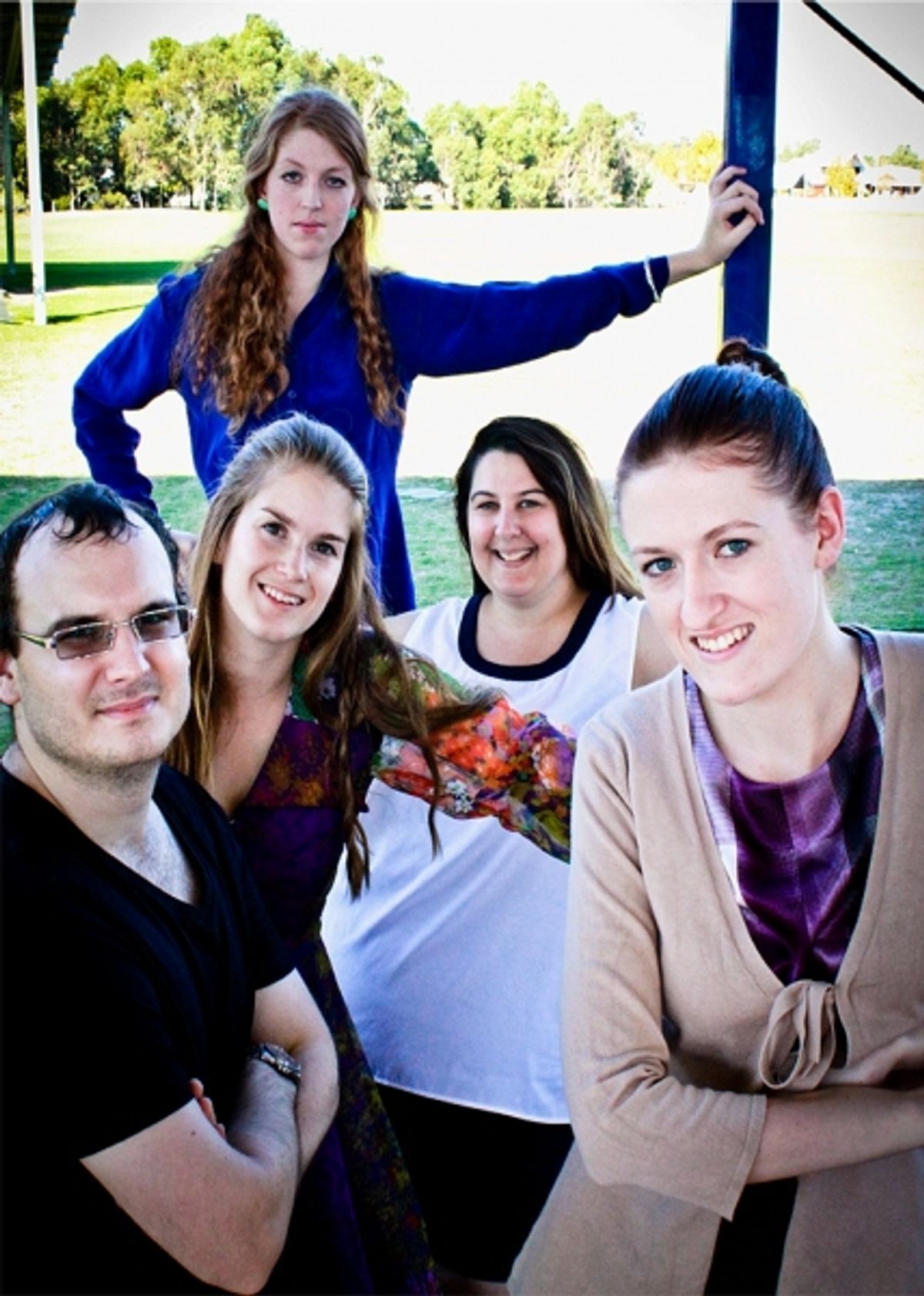 James Buckland, left, is appearing in Cosi this May with Leah Fitzgerald, Kate Lloyd and Olivia Finlay, directed by Jayde Clark, second from right. Picture: Katie-Lee Photography at 