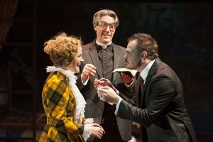 Reverend Kimball (Thomas Adrian Simpson, center) oversees the marriage of Polly Peachum (Erin Driscoll) and Macheath (Mitchell Jarvis) @ BroadwayWorld Reverend Kimball (Thomas Adrian Simpson, center) oversees the marriage of Polly Peach Photo
