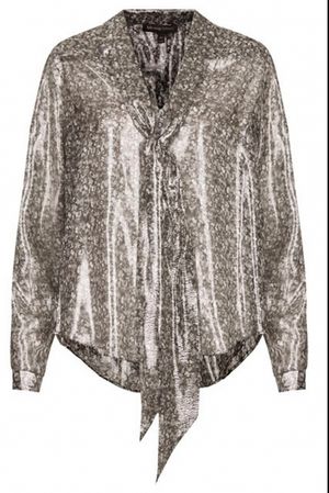 FLORAL METALLIC LAMÃ�'â€° TIE BLOUSE BY KATE MOSS FOR TOPSHOP Ã‚Â£60.00 Photo