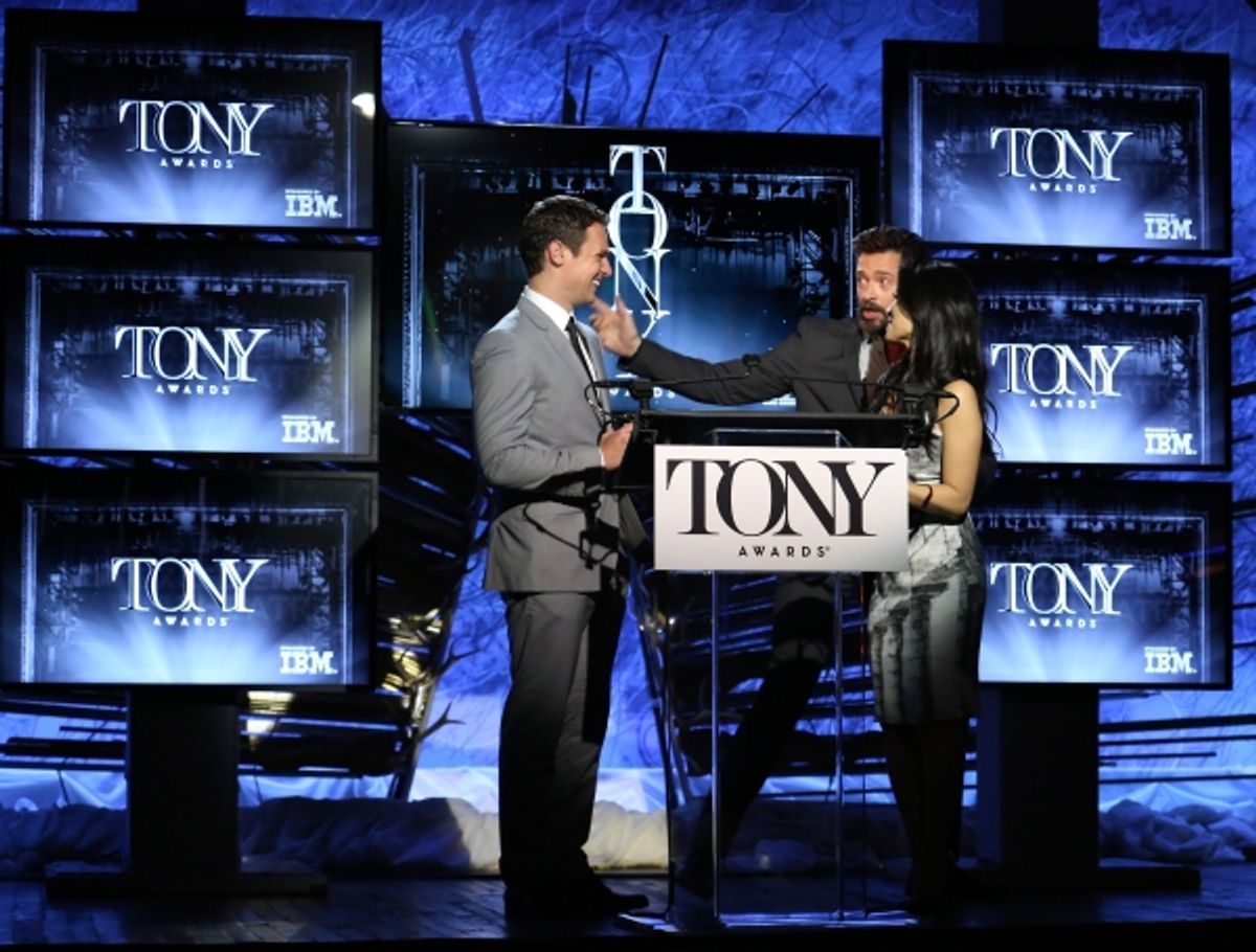 Jonathan Groff, Hugh Jackman and Lucy Liu at 