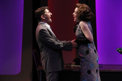 Tyler Ravelson as J. Pierrepont Finch and Elizabeth Telford as Rosemary Photo