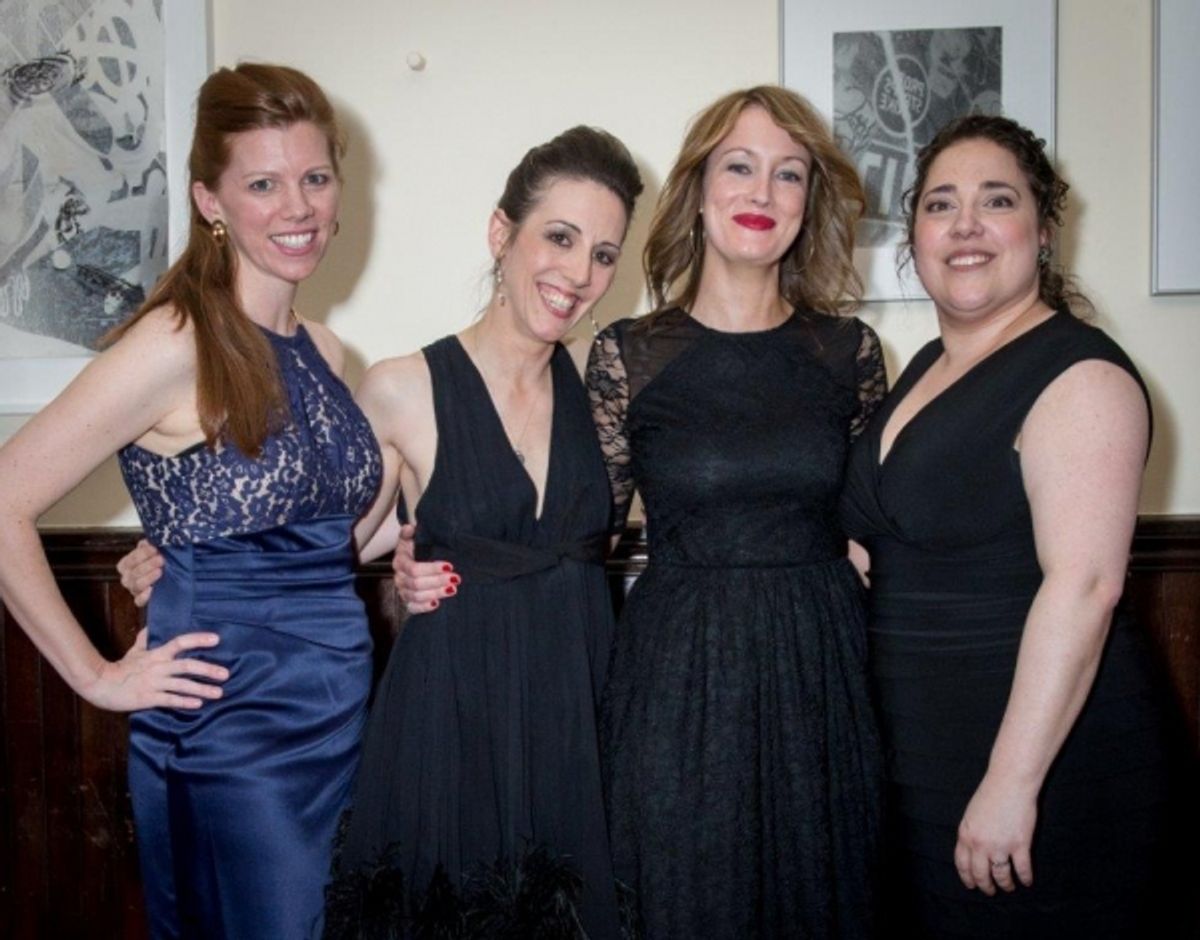 Royal Family''s Katie Avebe, Chris Henry,  and Mary Bernardi
with playwright Lisa Tierney-Keogh at 
