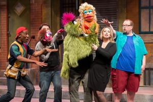 Donterrio Johnson as Gary Coleman, Daniel Smeriglio as Nicky, Thom Van Erman as Trekkie Monster, Stephanie Herman as Lucy and Sean Patrick Fawcett as Brian @ BroadwayWorld Donterrio Johnson as Gary Coleman, Daniel Smeriglio as Nicky, Thom Van Erman as Trekk Photo