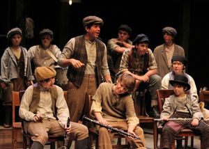 Franky (Ricardo Vazquez) talks back to the Professor during a band rehearsal to show off in front of the other boys (l to r, front row: Elyse Barnard, Jonah Harrison, Joshua Harrison; second row: Jack Alexander, Shelby Ernst; back row: Mary Bair, Atlee Je @ BroadwayWorld Franky (Ricardo Vazquez) talks back to the Professor during a band rehearsal to show Photo