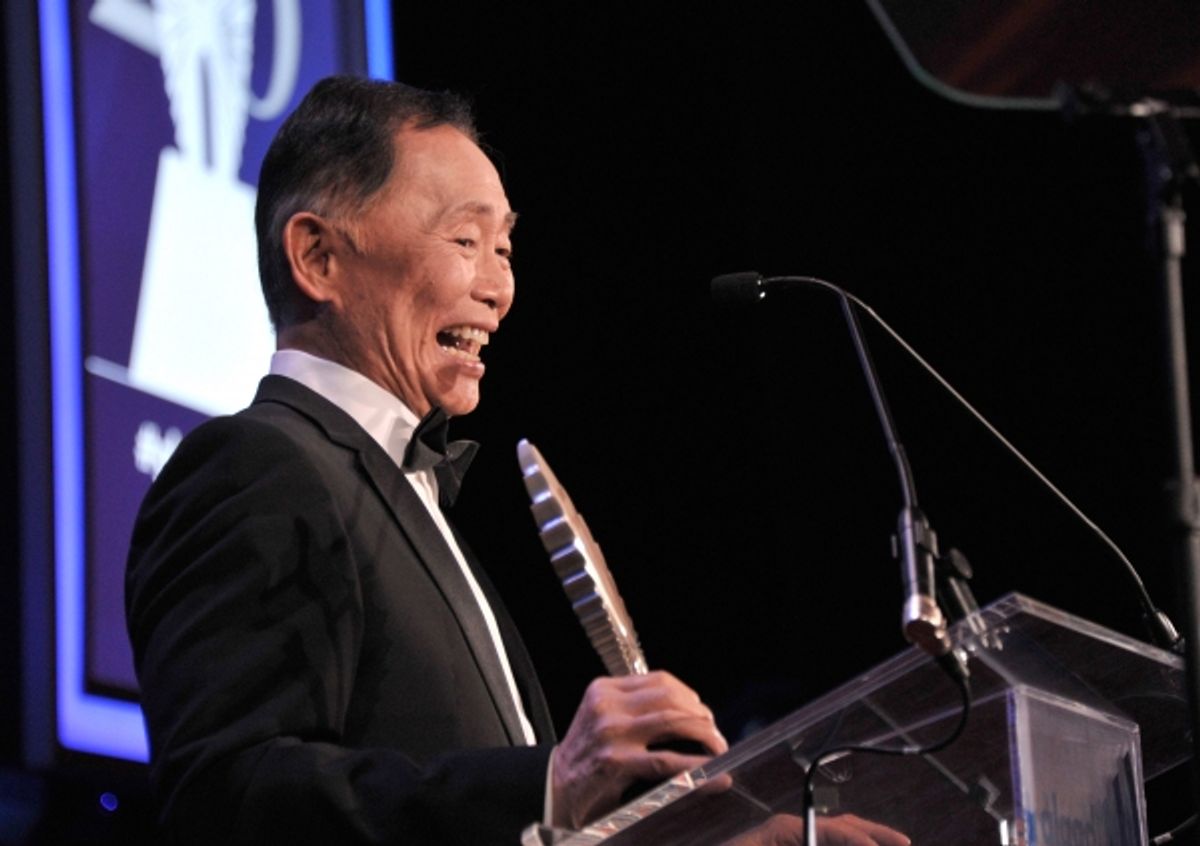 NEW YORK, NY - MAY 03:  George Takei attends the 25th Annual GLAAD Media Awards on May 3, 2014 in New York City.  (Photo by Stephen Lovekin/Getty Images for GLAAD) at 
