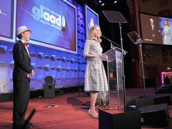 NEW YORK, NY - MAY 03:  Marcel Neergaard and Chely Wright speak at the 25th Annual GL Photo