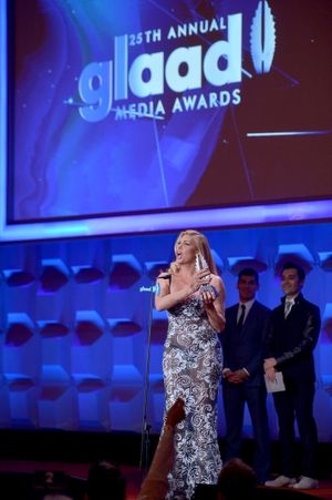 NEW YORK, NY - MAY 03: Candis Cayne speaks at the 25th Annual GLAAD Media Awards on May 3, 2014 in New York City. (Photo by Stephen Lovekin/Getty Images for GLAAD) @ BroadwayWorld NEW YORK, NY - MAY 03: Candis Cayne speaks at the 25th Annual GLAAD Media Awards on Photo
