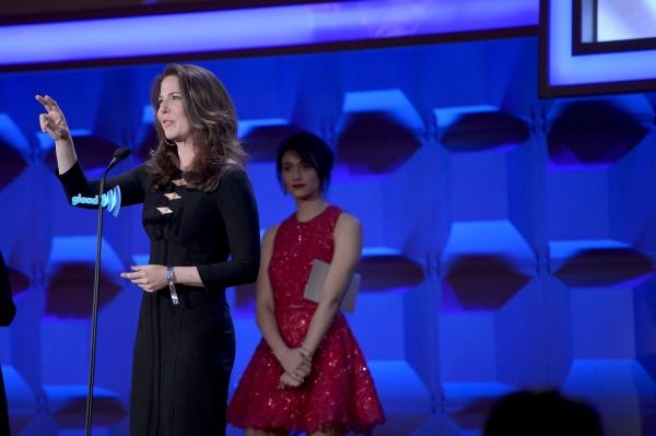 NEW YORK, NY - MAY 03: Robin Weigert and Emmy Rossum attend the 25th Annual GLAAD Med Photo