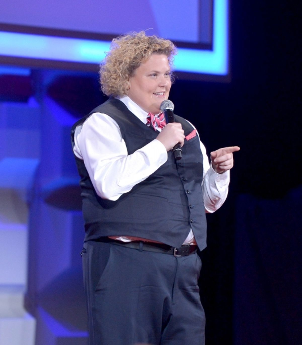 NEW YORK, NY - MAY 03:  Fortune Feimster speaks at the 25th Annual GLAAD Media Awards on May 3, 2014 in New York City.  (Photo by Stephen Lovekin/Getty Images for GLAAD) at 