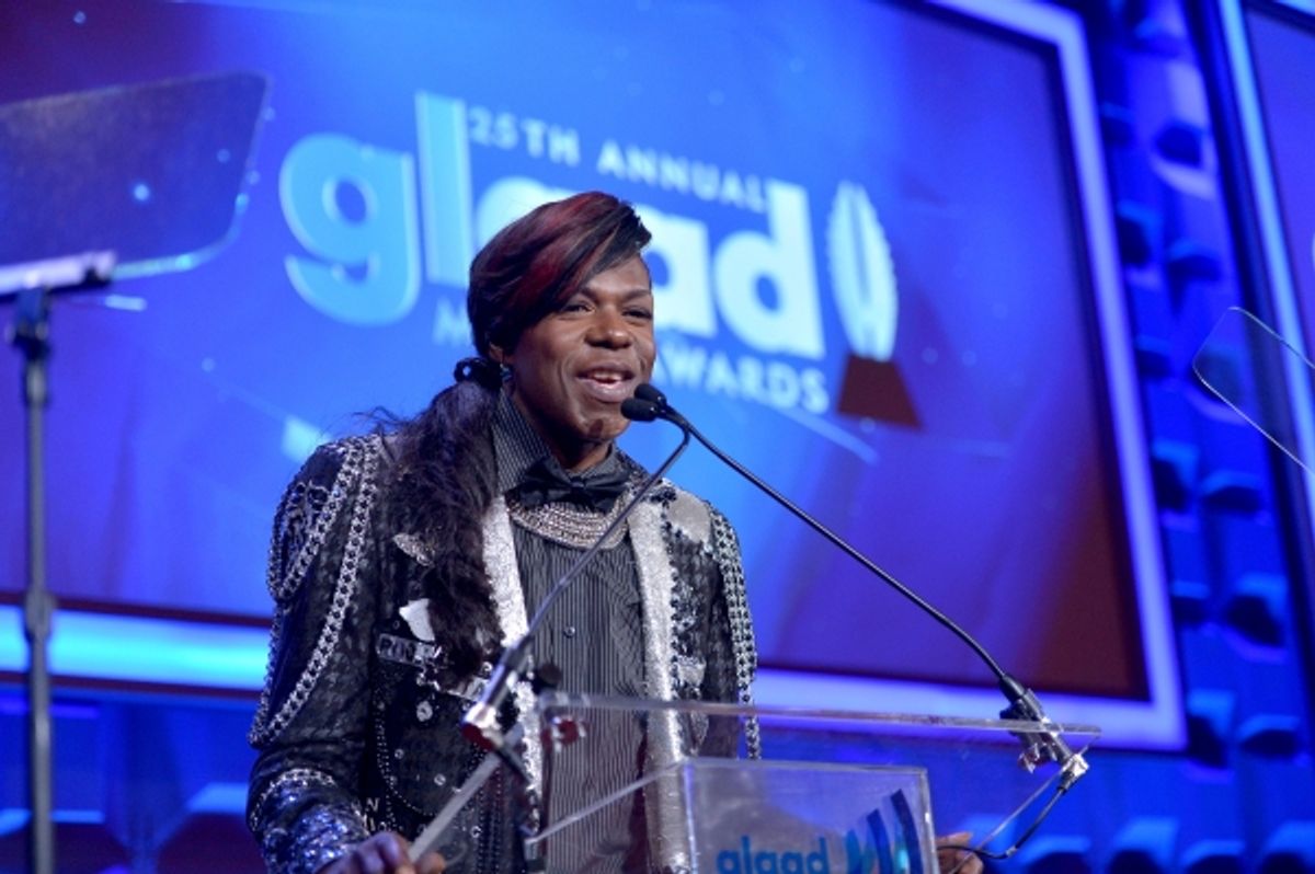 NEW YORK, NY - MAY 03:  Big Freedia speaks at the 25th Annual GLAAD Media Awards on May 3, 2014 in New York City.  (Photo by Stephen Lovekin/Getty Images for GLAAD) at 