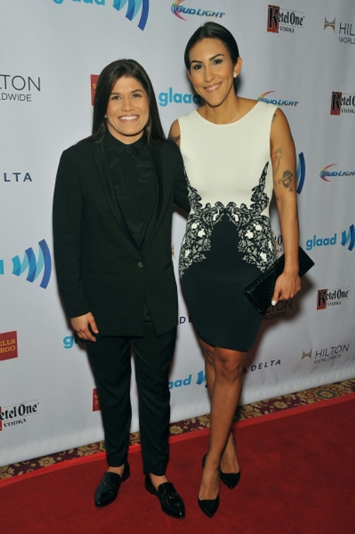 NEW YORK, NY - MAY 03:  Jessica Aguilar and Elena Rodriguez attend the 25th Annual GLAAD Media Awards In New York on May 3, 2014 in New York City.  (Photo by D Dipasupil/Getty Images for GLAAD) at 