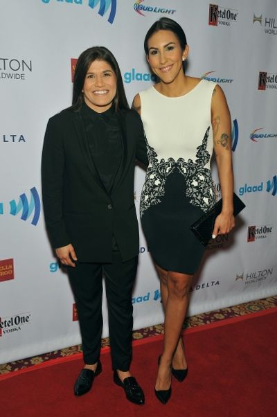 NEW YORK, NY - MAY 03:  Jessica Aguilar and Elena Rodriguez attend the 25th Annual GL Photo