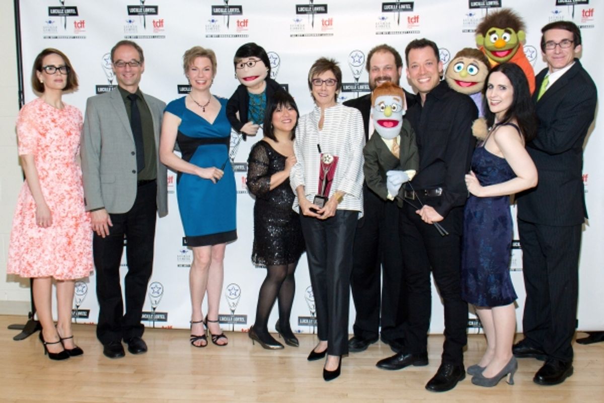 Sarah Paulson, Robyn Goodman, and original cast members of AVENUE Q at 
