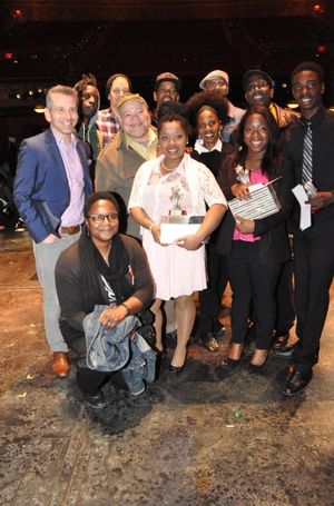 The winners-Atiauna Grant, Ashley Herbert and Robert Upton with the judges-Narda E. Alcorn, David Cromer, Stephen McKinley Henderson, Pauletta Washington and James A Williams and Saul Williams, Ben Thompson, Christopher Jackson and Denzel Washington @ BroadwayWorld The winners-Atiauna Grant, Ashley Herbert and Robert Upton with the judges-Narda E. A Photo