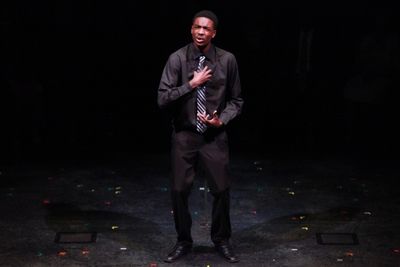 Runner-up Robert Upton performing a monologue Photo