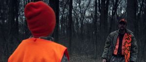 Shawn Feehly and Zachary Wanous, father and son confront each other in the woods Photo