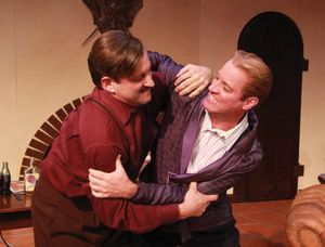 Ernest Hemingway (Gregg Weiner) and F. Scott Fitzgerald (Tom Wahl) wrestle with the s Photo