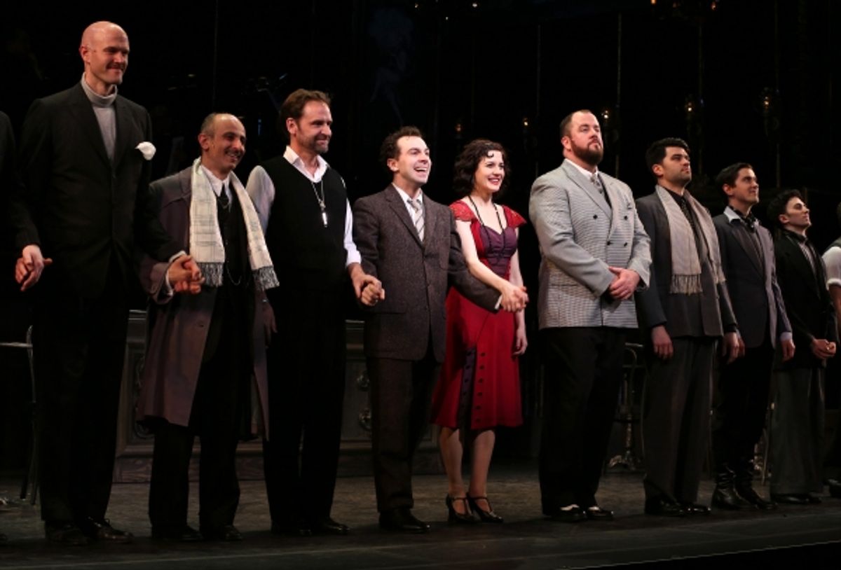 Zachary James, Stephen DeRodsa, Malcolm Gets, Rob McClure, Jennifer Bowles, Chris Sullivan, Ben Crawford, Sam Bolen and cast  at 