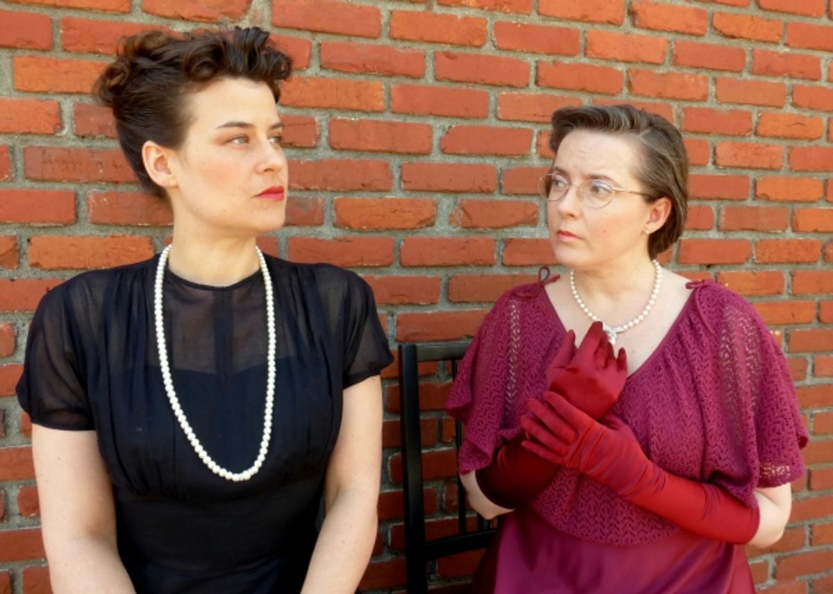 Henrietta (Jennifer Sperry) and Gerda (Kiah Gordon)share a moment of confidence. at 