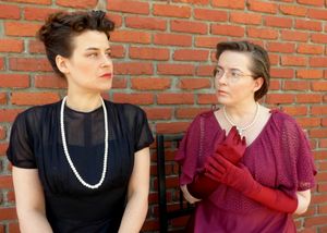 Henrietta (Jennifer Sperry) and Gerda (Kiah Gordon)share a moment of confidence. Photo