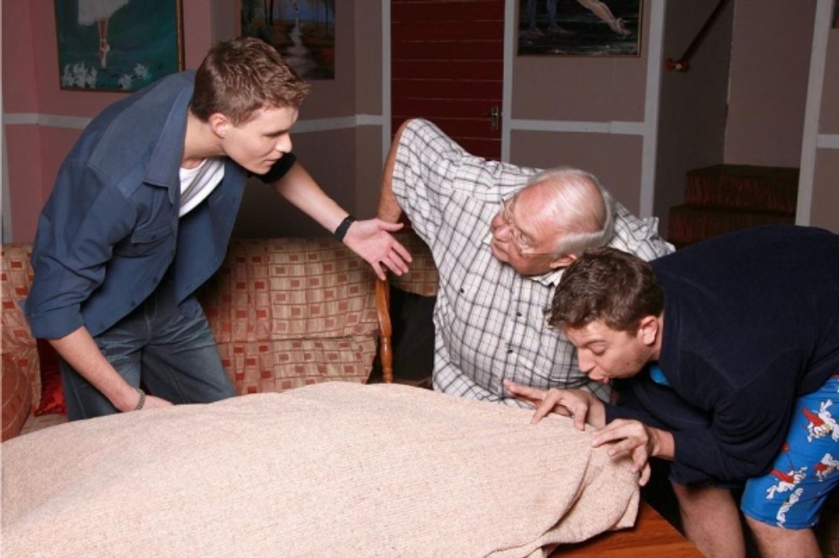 Francois van Rensburg (Gavin), Hennie Smit (Deda) and Botha Enslin (Stanley) at 