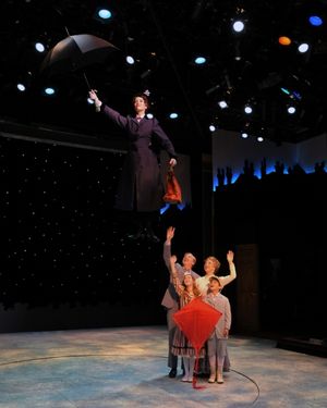 Lauren Blackman as Mary Poppins... Joe Dellger (as Mr. Banks), Leisa Mather (as Winifred Banks), Jane Shearin (as Jane Banks) and Gabriel Reis (as Michael Banks) @ BroadwayWorld Lauren Blackman as Mary Poppins... Joe Dellger (as Mr. Banks), Leisa Mather (as Winif Photo