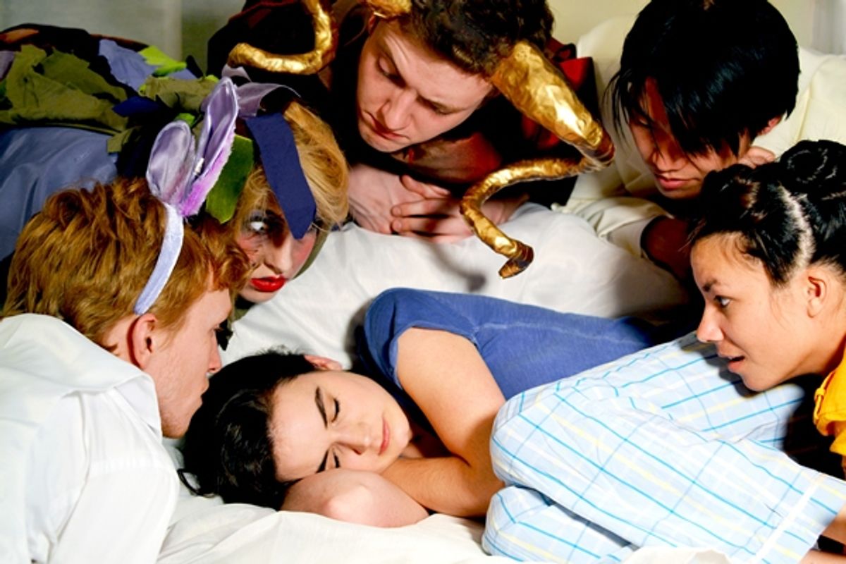 Meghann Garmany (Natasha) with Sam Ogilvie, Lila Newman, Finn Kilgore, Eddy Lee, and Erin Healani Chung (The Figments) at 