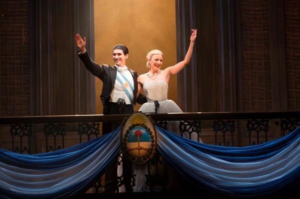 Sean Maclaughlin as Juan Peron and Caroline Bowman as Eva Peron Photo