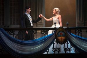 Sean Maclaughlin as Juan Peron and Caroline Bowman as Eva Peron @ BroadwayWorld Sean Maclaughlin as Juan Peron and Caroline Bowman as Eva Peron Photo