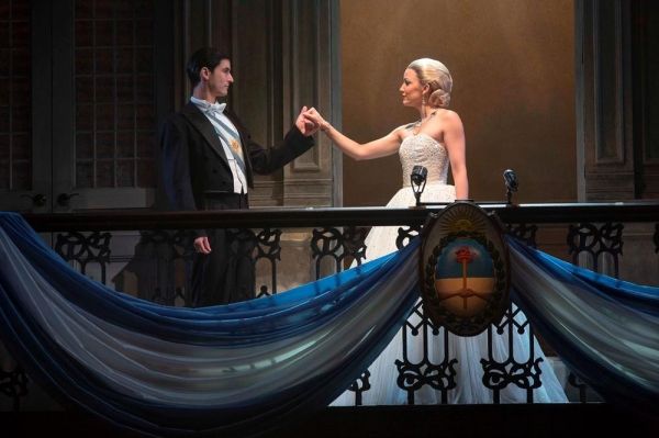 Sean Maclaughlin as Juan Peron and Caroline Bowman as Eva Peron Photo