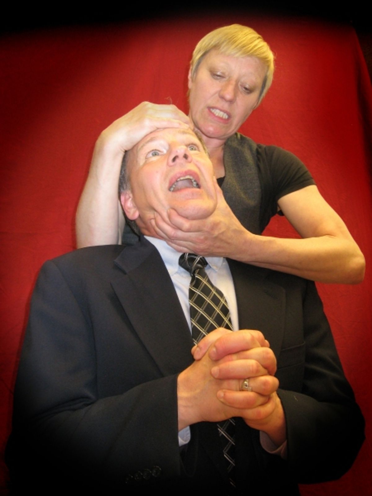 Karen Ball as Hamlet and Randall Tuttle as Claudius at 