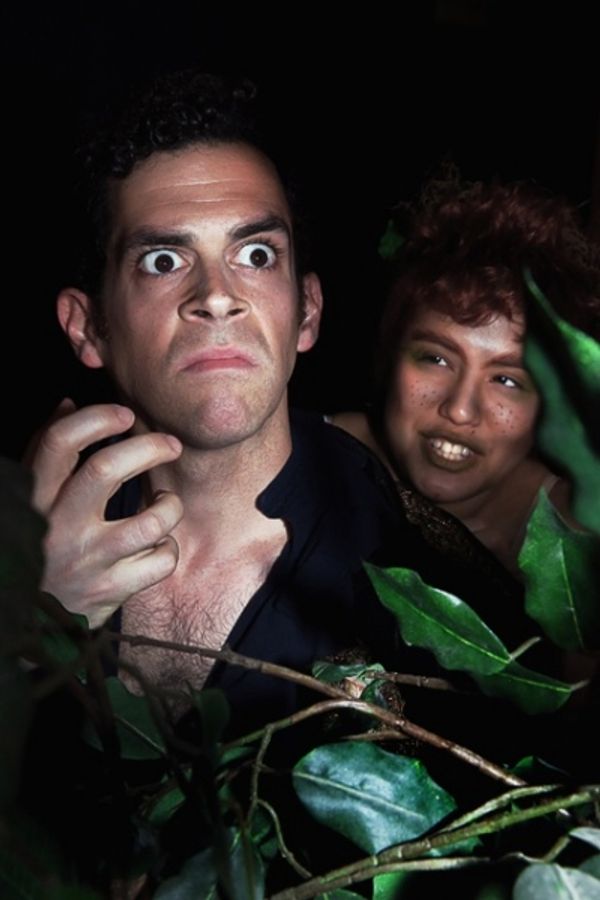 Puck (Helen Rios) casts spell on Dick Powell (Aaron Cook) while Oberon (Aaron Echegar Photo