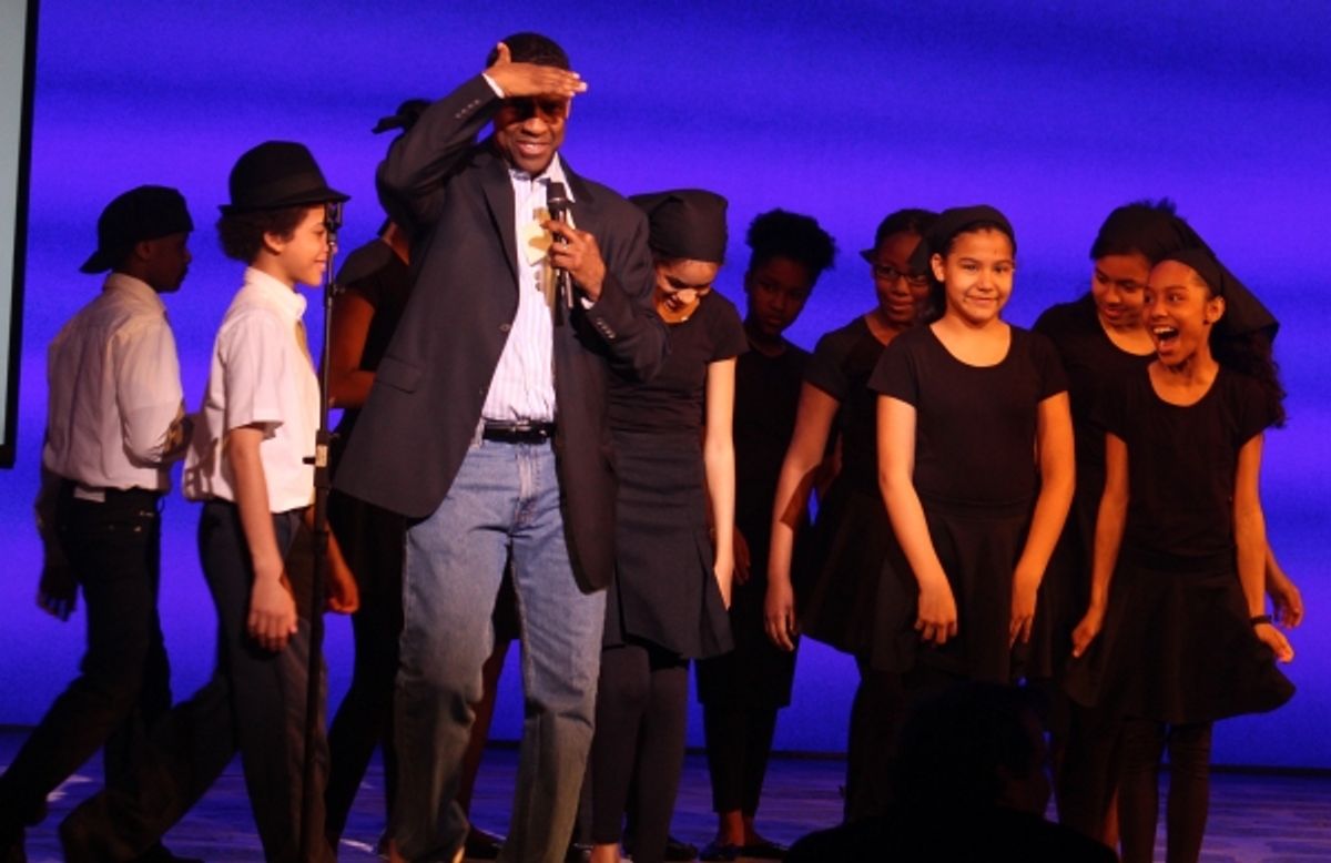 Denzel Washington and students from Dr. Gladstone H Atwell MS 61   at 