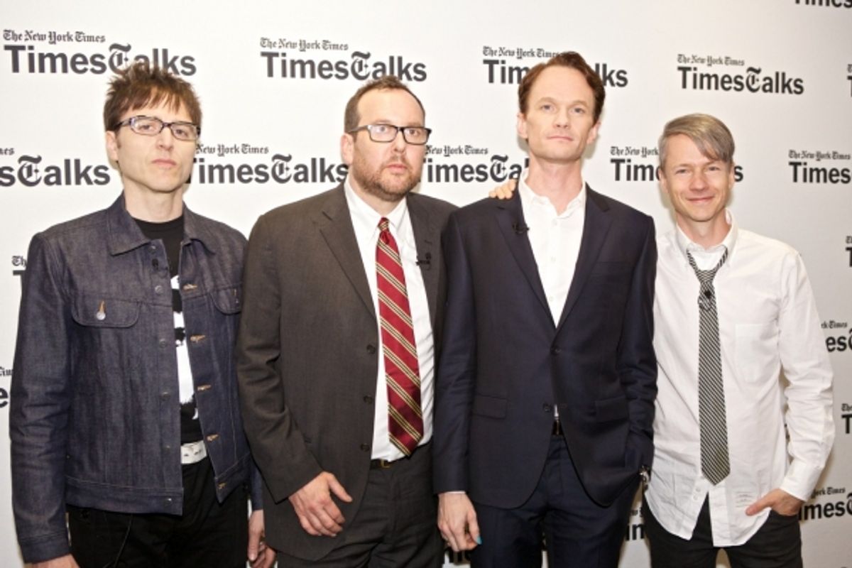 Stephen Trask, New York Times chief film critic A. O. Scott, Neil Patrick Harris and John Cameron Mitchell at 