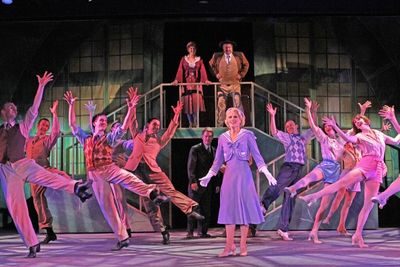 Shannon O''Bryan (Peggy Sawyer, center), with ensemble. Photo