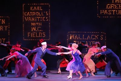 Drew Humphrey (Billy Lawlor) and Shannon O''Bryan (Peggy Sawyer), with ensemble. Photo