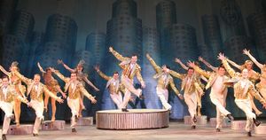 Drew Humphrey (Billy Lawlor, center), with ensemble. Photo
