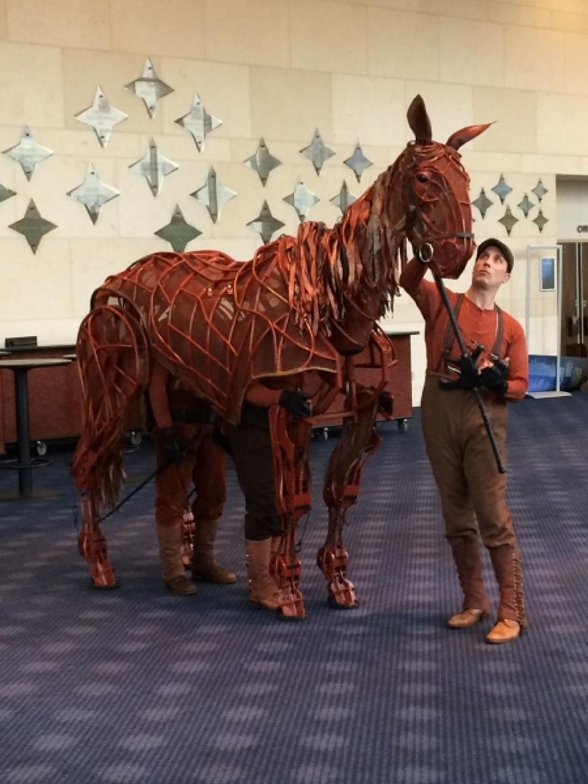 James Duncan (Head puppeteer), Brian Burns (heart puppeteer), Aaron Haskell (Hind puppeteer) at 