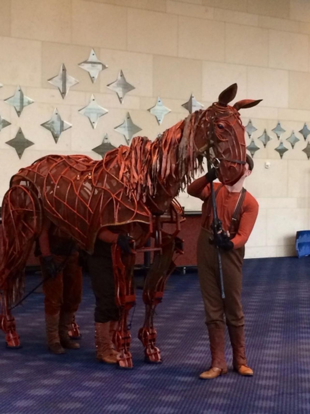 James Duncan (Head puppeteer), Brian Burns (heart puppeteer), Aaron Haskell (Hind puppeteer) at 