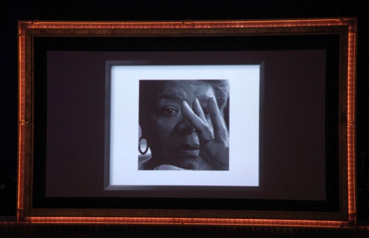 Maya Angelou on stage during the BET Honors 2012 at the Warner Theatre on January 14, 2012 in Washington, DC. at 