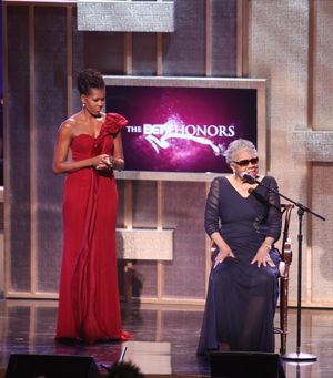 Michelle Obama & Maya Angelou on stage during the BET Honors 2012 at the Warner Theat Photo