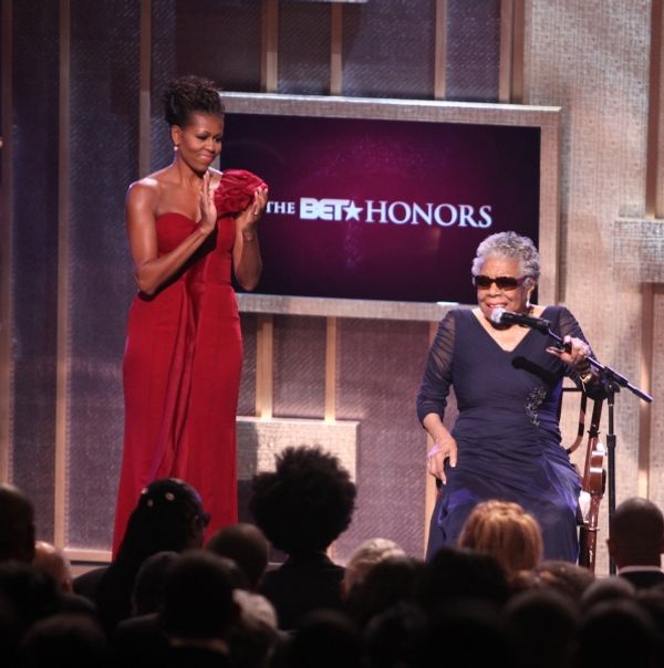 Michelle Obama & Maya Angelou on stage during the BET Honors 2012 at the Warner Theat Photo