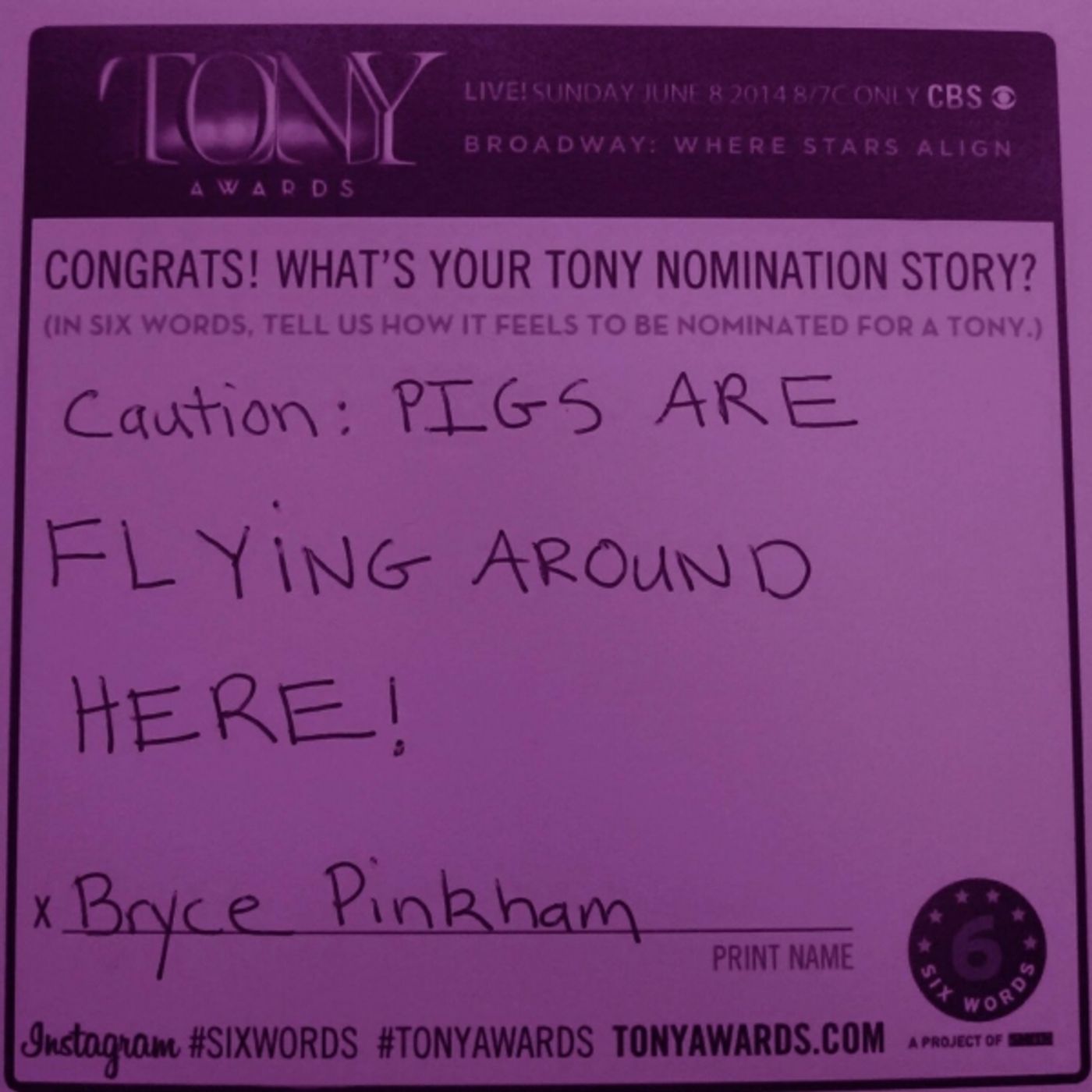 Photo Flash: Six-Word Memoirs from the 2014 Tony Noms Photo Flash: Six-Word Memoirs from the 2014 Tony Noms Image