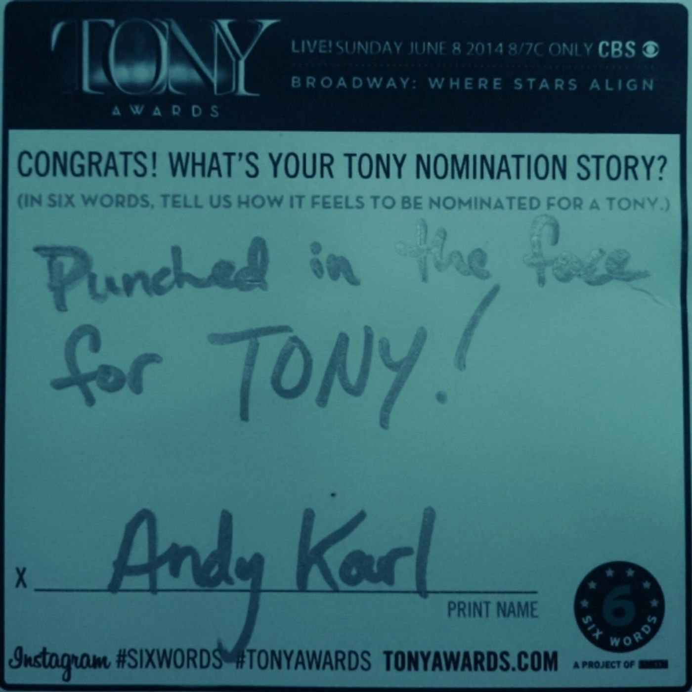 Photo Flash: Six-Word Memoirs from the 2014 Tony Noms Photo Flash: Six-Word Memoirs from the 2014 Tony Noms Image