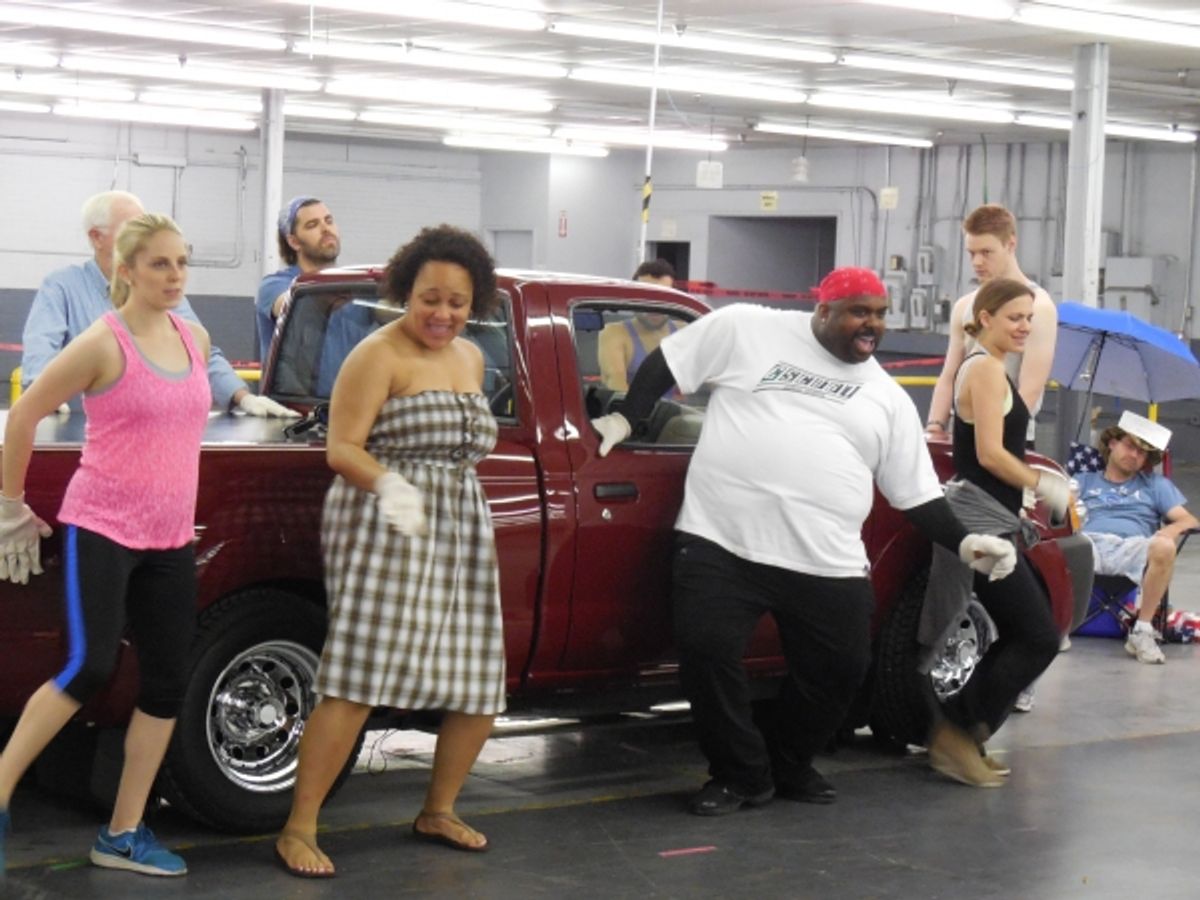 L to R: Betty Marie Muessig, Donnie Hammond, Anthony Boggess-Glover & Julia Krohn with Cast of TUTS Underground''s Texas Premiere of HANDS ON A HARDBODY. at 