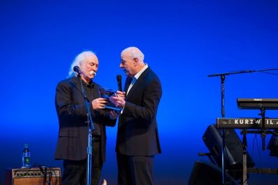 David Crosby is presented award by Charles Fox Photo