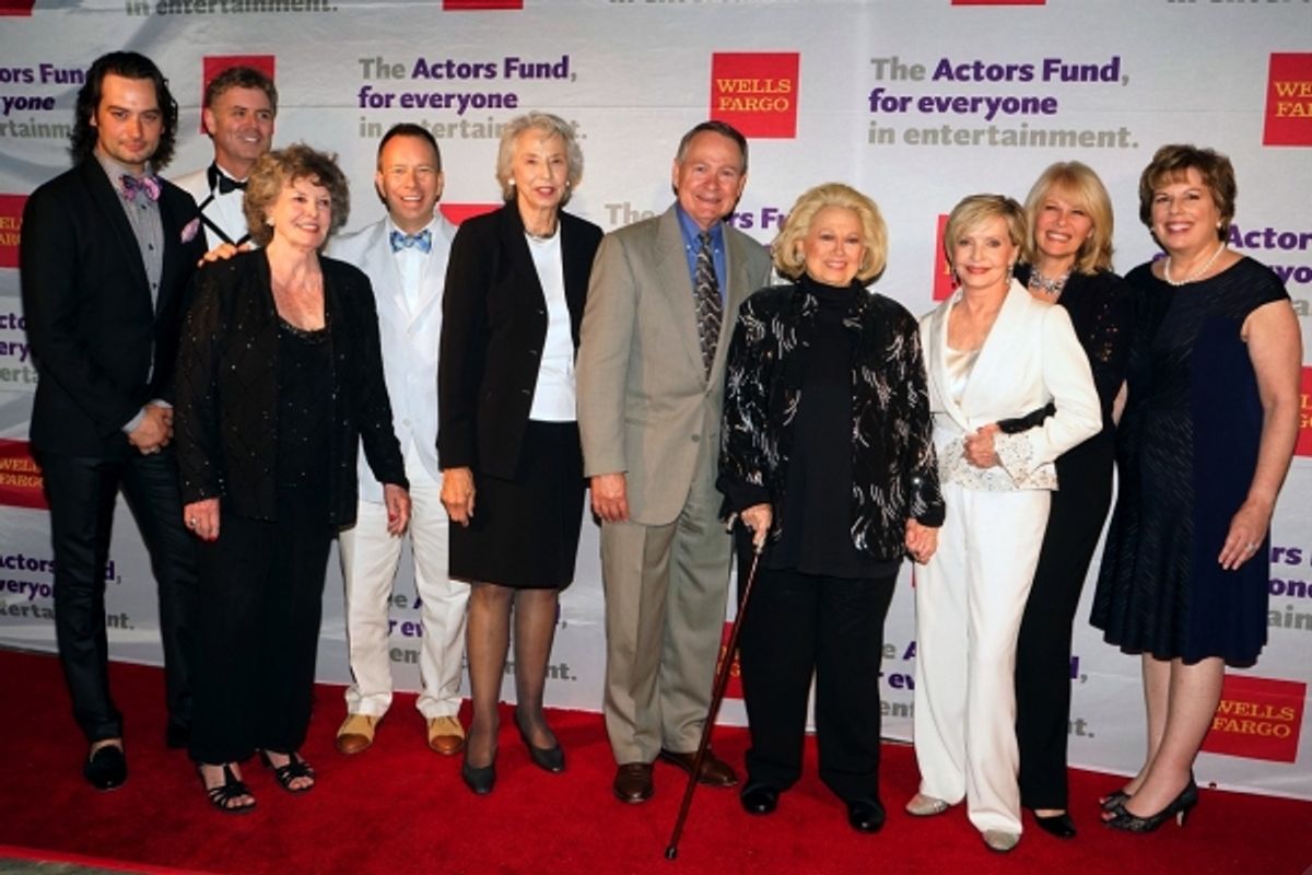 Actors Fund''s Western Council with hosts and honoree (lft to rt: Constantine Maroulis, B. Harlan Boll, JoMarie Ward, David Rambo, Barbara Allyne Bennet, John Holly, Barbara Cook, Florence Henderson, Ilene Graff and Ilyanne Morden Kichaven) at 